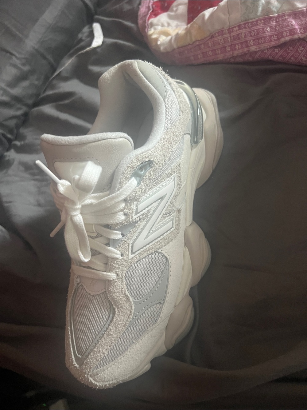 New Balance Grey and White Lifestyle Athletic Shoes (9060)